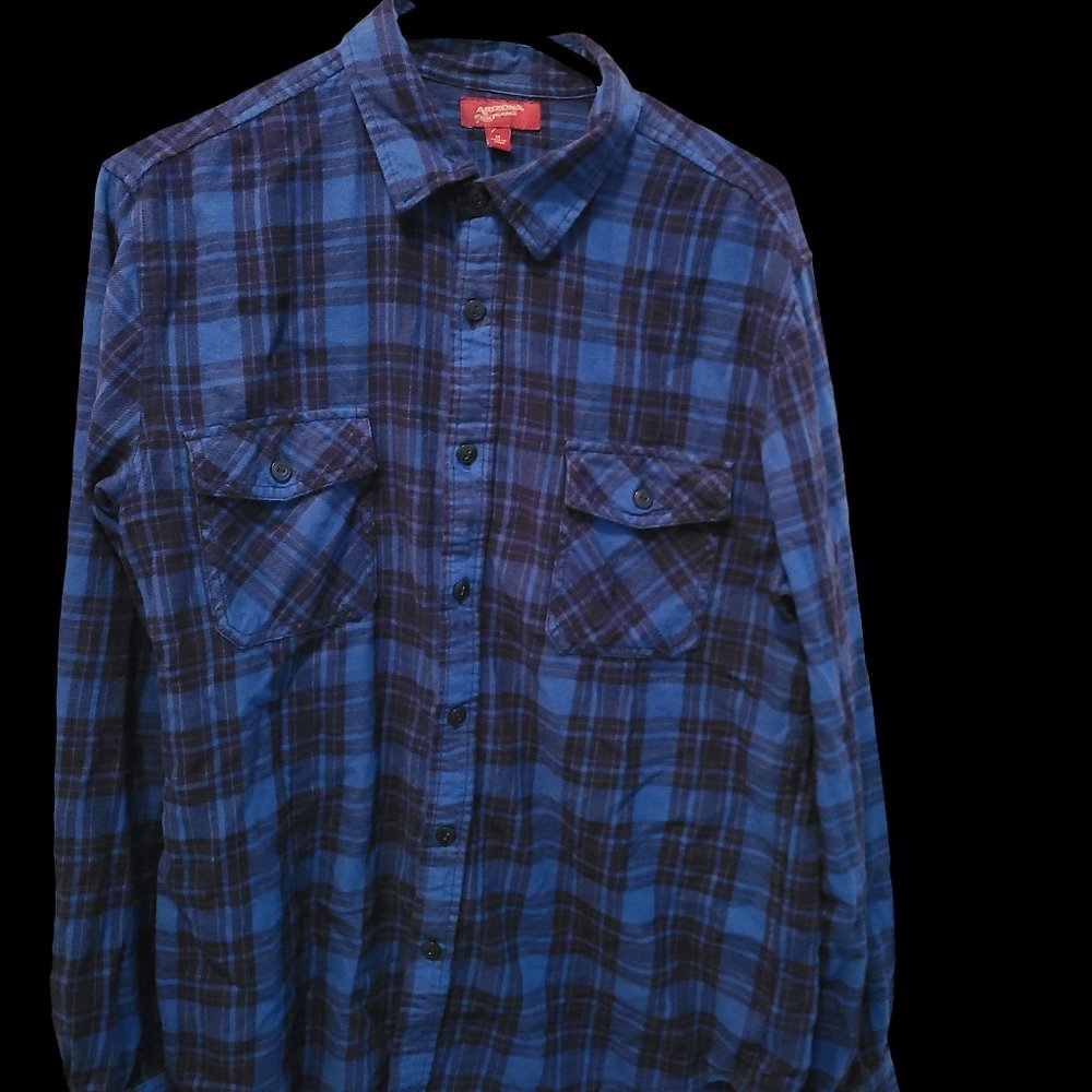 Arizona Jeans Men Plaid Check Shirt Large